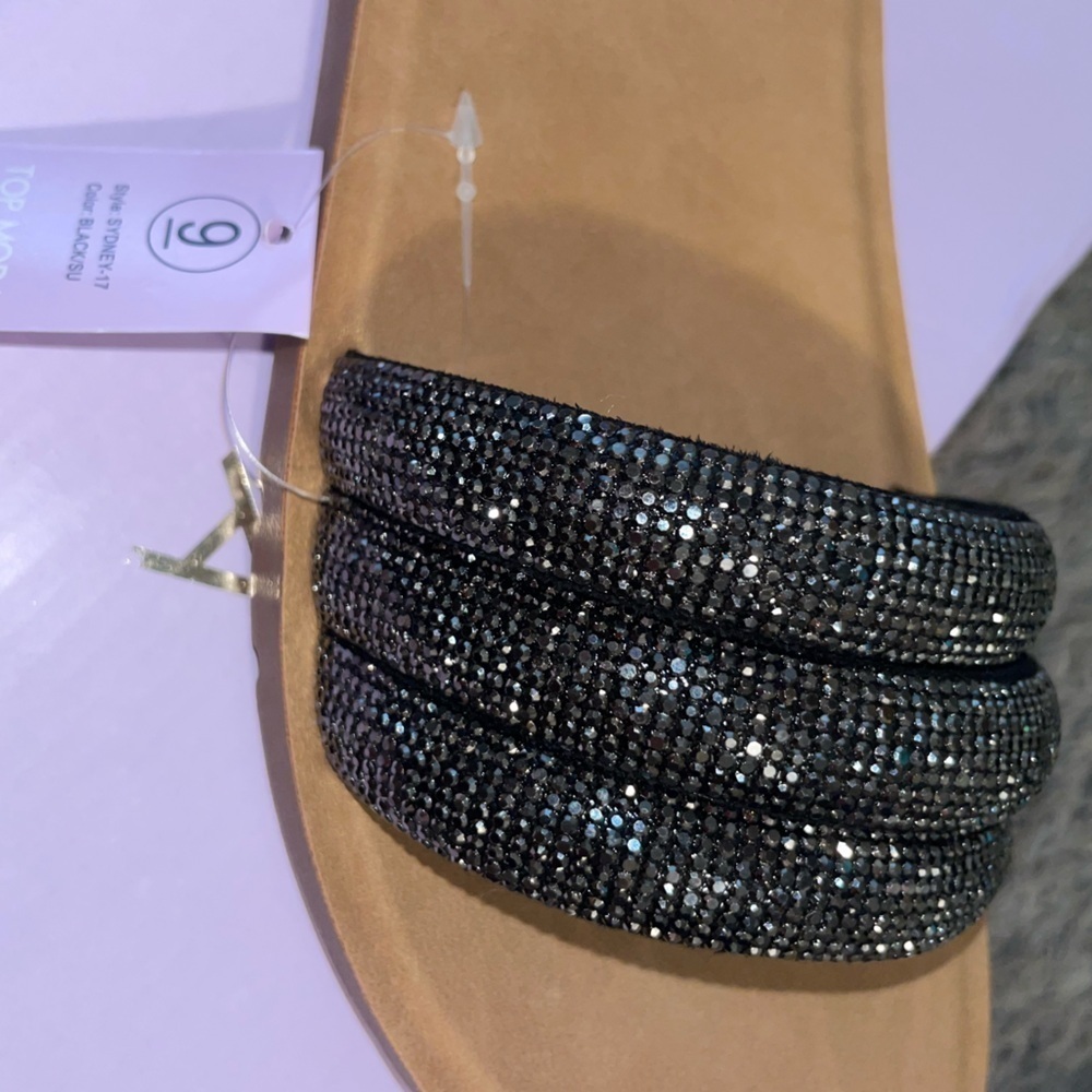 Top Moda Size 9 Black Rhinestone Sandal - Picture 5 of 6